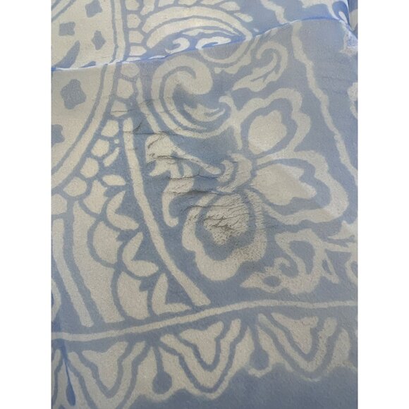 Blue Sheer Square Scarf With Paisley Bandana Design Lightweight 25x26 Inches - Picture 4 of 5